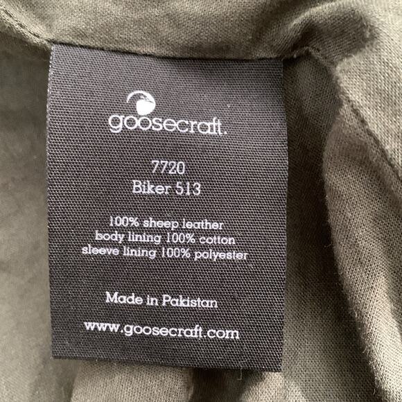 Goosecraft Biker 513 Hunter Green Leather Zip Up Moto Jacket - US Small - Picture 7 of 10